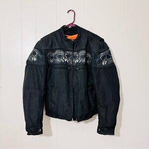 First Classics Black Polyester Motorcycle Jacket Skull Mens Size M